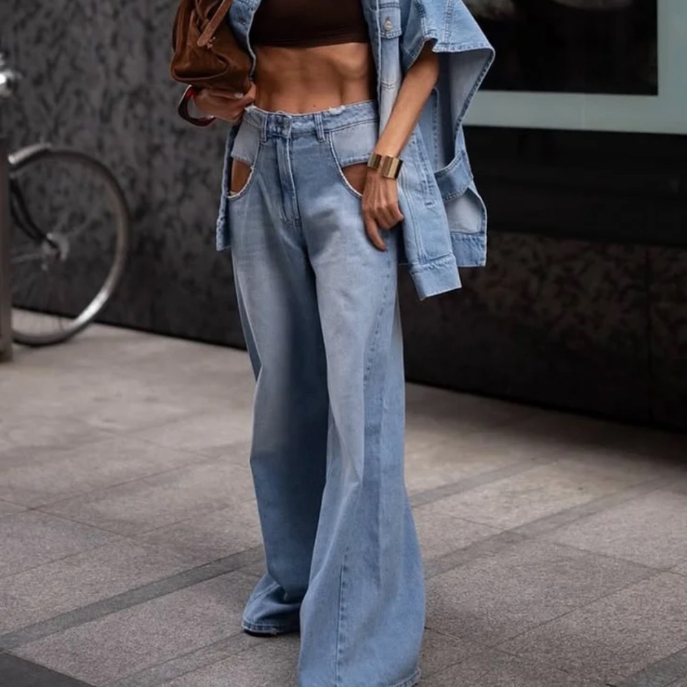 Scacto Denim Wide Fit Sleeveless Cardigan Top and matching jeans, size SMALL - Picture 4 of 13